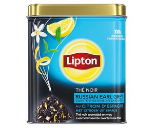 Lipton Russian Earl Grey Thé Noir en Vrac Citron 150g | Saveur bergamote, infusion longue durée, saveur équilibrée, idéal matin et après-midi, qualité premium abordable