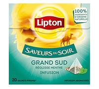 Lipton - Saveurs Du Soir Infusion Grand Sud Réglisse Menthe 20 Sachets Pyramide - Lot De 4 - Livraison Rapide En France - Prix Par Lot