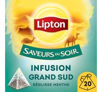 Lipton, Saveurs du Soir, Infusions Grand Sud, Goût Réglisse et Menthe, Relaxation, Ingrédients d'Origine 100% Naturelle, 20 Sachets Pyramid