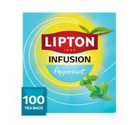 Lipton Sélection Détente Infusion Menthe Poivrée Fraîcheur 100 Sachets | Tisane sans caféine, certifiée Rainforest Alliance, sachets végétaux, tisane grand format, menthe fraîche et apaisante