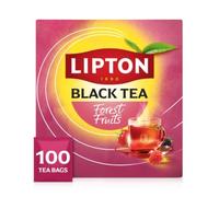 Lipton Sélection Détente Thé Noir Aromatisé Fruits Rouges, 100 Sachets | Sachets biodégradables végétaux, certifié Rainforest Alliance, Saveur fruitée