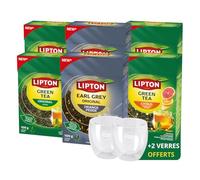 Lipton Thé en Vrac 6×100g - Thé Vert aux Agrumes, Thé Vert Nature, Earl Grey Orange Pékoé - 100% ingrédients d'origine naturelle