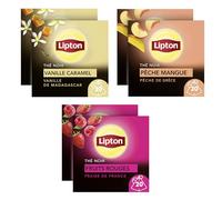 Lipton Thé Noir Afternoon routine (6 boîtes) : Fruits rouges x2, Pêche Mangue X2 et Vanille Caramel x2