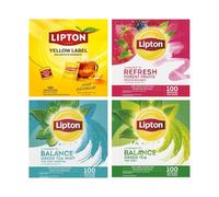 Lipton - Thé noir du Kenya,Thé vert, Thé vert Menthe et Thé noir Fruits rouges Feel Good Selection - 4x100