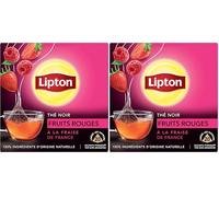 Lipton Thé Noir Fruits Rouges à la fraise de France 20 Sachets Pyramid® (Lot de 2)