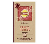 Lipton Thé Noir Fruits Rouges Compatibles Nespresso, Aromatisé Fruits Rouges, 10 Capsules