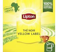 LIPTON - Thé Noir Kenya Yellow Label | Saveurs riches et onctueuses | Idéal pour une pause gourmande | la boite de 100 sachets | LOT DE 3