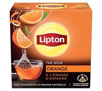 Lipton Thé Noir Orange, à l'orange d'Espagne 20 Sachets Pyramid® | fruitée, infusion intense, sachet pyramid diffusion optimale, Ingrédients 100% d'originale naturelle, chaud ou glacé