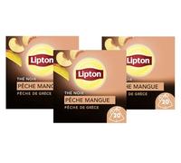 Lipton Thé Noir Pêche & Mangue, Label Rainforest Alliance 60 Sachets (Lot de 3x20 Sachets)