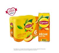 Lipton - Ice Tea - Boisson au thé saveur pêche - Les 6 canettes de 6x33cl