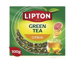 Lipton Thé Vert aux Agrumes 100g | Feuilles en vrac pour infuseur, Saveur agrumes rafraîchissante, idéal quotidien, qualité premium abordable