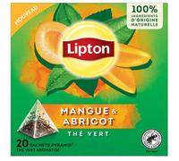 Lipton – Thé vert aromatisé mangue & abricot – 20 sachets Pyramid