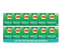 Lipton, Infusion à Froid ou Chaud, Goût Menthe Verte & Menthe Poivrée, Fraîcheur, Ingrédients d'Origine 100% Naturelle, 240 Sachets Pyramid