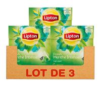 Lipton Thé Vert Menthe Intense, Goût Intensément Frais & Subtil, Label Rainforest Alliance, 60 Sachets, Lot de 3x20 Sachets