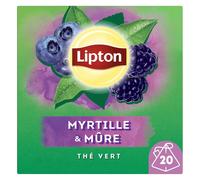 Lipton Thé Vert Aromatisé Myrtille & Mûre - 20 sachets Pyramid