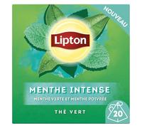 LIPTON - Thé Vert Rafraîchissant à la Menthe Intense, Arôme Pur et Vivifiant (Boîte 20 Sachets) - Le lot de 4