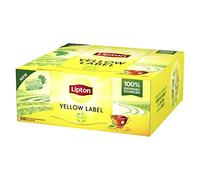 Lipton Yellow Label Thé noir avec feuilles de thé noir délicates cueillies à la main - 1 lot de 100 sachets de thé (1 x 200 g) avec sachets de thé à base de plantes, certifié Rainforest Alliance