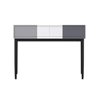 LiQENT-149 Coiffeuse Bureau Blanc et Gris avec 2 tiroirs, Commode Minimaliste, Moderne, Chambre à Coucher, Petit Appartement, Commode avec Miroir de Maquillage et Table Marchand de vanité(Grand)