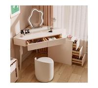 LiQENT-149 Coiffeuse Bureau de Coiffeuse Moderne, Table de Maquillage d'angle Blanche, Bureau de Maquillage for Petit Espace avec Miroir et 5 tiroirs Marchand de vanité(Petit)