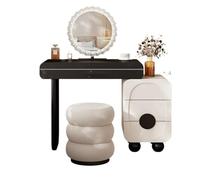 LiQENT-149 Coiffeuse Bureau de vanité Minimaliste Moderne en Bois Massif, Commode de Rangement Noire et Blanche, Combo for Chambre à Coucher de Petit Espace Marchand de vanité