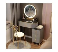 LiQENT-149 Coiffeuse Petit Ensemble de Bureau avec Miroir et Chaise, Coiffeuse de Maquillage for Petit Espace, Coiffeuse for Chambre à Coucher Marchand de vanité(Grigio)