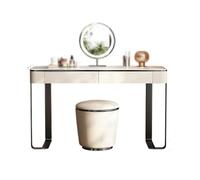 LiQENT-149 Coiffeuse Table de Coiffeuse en Bois Massif, Petit Espace Minimaliste Moderne avec Accents en Acier Inoxydable, Dessus en Dalle de marbre Marchand de vanité