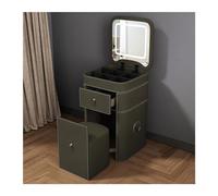 LiQENT-149 Coiffeuse Vanité de Maquillage for Petit Espace, Aspect Cuir Artificiel, Ensemble de Table, Coiffeuse avec Miroir éclairé réglable, Tabouret rembourré Marchand de vanité(Green)
