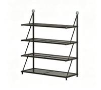 LiQENT-149 Rangement Chaussures Structure Verticale de Support à Chaussures en métal avec Quatre Couches de Stockage Facile à déplacer Range-Chaussures(Noir)
