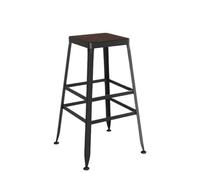 LiQENT-149 Tabourets de Bar Brown + Black Iron Bar Stool Restaurant Bar Wooden High Stools Chaise de Bar(Grand)