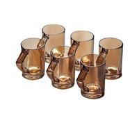 LiQENT-149 Verre à gobelet Ensemble de 6 tasses en verre transparent avec anse, 250 ml (8,8 oz), sans plomb, for boissons chaudes et froides(Amber)