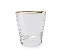 LiQENT-149 Verre à gobelet Verres en cristal clair à bordure dorée, soufflés la main et martelés, parfaits for l'eau, les jus de fruits, boissons chaudes froides, le whisky cocktails(Petit)