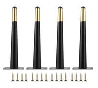 LIQNGWNG Lot de 4 pieds de support de meubles droits en métal, pieds coniques, pièces de rechange pour canapé, table, canapé, fauteuil, ottoman/noir D/20 cm