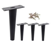 LIQNGWNG Lot de 4 pieds de support de meubles, pieds de table en métal, pieds d'armoire, pieds de table résistants à l'usure, pieds de rechange, noirs, pieds de table basse, simples, délicats/noir