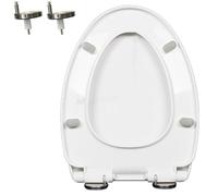 LIQONWAG Abattant de Toilette À Fermeture Silencieuse, Couvercle Et Siège À Fermeture Douce, Charnière Réglable À 360°, Dégagement Rapide En Un Clic, Facile À Nettoyer, Pp, Blanc/47 * 36Cm