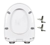 LIQONWAG Abattant Wc À Fermeture Douce Avec Amortisseurs Antidérapants, Abattant Wc Universel En Forme de D/U, Fermeture Silencieuse, Charnière Réglable À 360°, Installation Facile, Pp, Blanc, 45 X 34