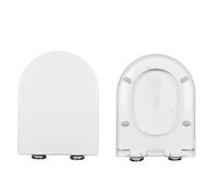 LIQONWAG Abattant Wc À Fermeture Douce En Forme de D/U Avec Charnière Métallique Réglable À 360° Et Dégagement Rapide Pour Une Installation Et Un Nettoyage Faciles, Fixation Supérieure Simple, Blanc,
