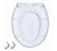 LIQONWAG Abattant Wc À Fermeture Douce Et À Dégagement Rapide - Charnières Robustes Réglables En Acier Inoxydable, Couvercle En Forme de O Pour Un Nettoyage Facile Et Une Fixation Supérieure Simple -