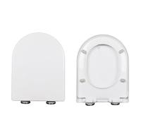 LIQONWAG Abattant Wc À Fermeture Lente, Abattant Wc Blanc En Polypropylène Avec Butées Antidérapantes, Housse de Siège Wc En Forme de D/U Avec Charnière Réglable Et Dégagement Rapide Pour Une Installa