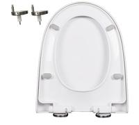 LIQONWAG Abattant Wc À Fermeture Lente, Pp, Forme V/O/D/U, Couvercle Et Siège À Fermeture Silencieuse, Charnière Réglable À 360°, Dégagement Rapide En Un Clic, Facile À Nettoyer, Blanc/47 * 37Cm