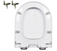 LIQONWAG Abattant Wc Avec Couvercle, Fermeture Silencieuse, Démontage Rapide En Un Clic, Installation Facile, Abattant Et Couvercle À Fermeture Douce, Nettoyage Facile, Ne Se Desserre Jamais, Blanc, A