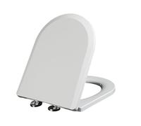 LIQONWAG Abattant Wc Blanc En Forme de D, Fermeture Douce, Charnière Réglable, Dégagement Rapide, Couvercle de Siège de Toilette Fixe Supérieur, Couvercle de Toilette de Salle Den En Forme de D/35.5*4