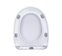 LIQONWAG Abattant Wc Blanc En Forme de D, Fermeture Douce, Charnière Réglable, Dégagement Rapide, Couvercle de Siège de Toilette Fixe Supérieur, Couvercle de Toilette de Salle Den En Forme de D/White/