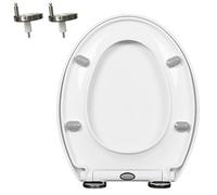 LIQONWAG Abattant Wc Comfort Fit En Forme de O Avec Fermeture Lente, Charnières À Dégagement Rapide Et Protections Antidérapantes, Housse Blanche, Facile À Installer Et À Nettoyer, Ovale, Pp, 43 X 37