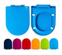 LIQONWAG Abattant Wc En Forme de D, Abattant Wc Coloré À Fermeture Douce Avec Charnière Réglable, Couvercle de Siège Wc Fixe À Dégagement Rapide, Couvercle de Salle Den Épais de Couleur/Blue