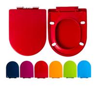 LIQONWAG Abattant Wc En Forme de D, Abattant Wc Coloré À Fermeture Douce Avec Charnière Réglable, Couvercle de Siège Wc Fixe À Dégagement Rapide, Couvercle de Salle Den Épais de Couleur/Red
