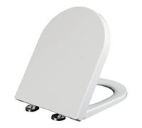 LIQONWAG Abattant Wc En Forme de D, Fermeture Douce, Couvercle de Wc Blanc En Forme de D, Charnières Réglables Fixes Sur Le Dessus, Dégagement Rapide, Facile À Nettoyer, Forme de D/02A