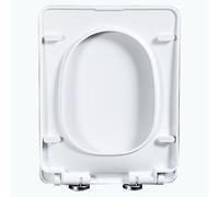 LIQONWAG Abattant Wc Rectangulaire À Fermeture Douce Avec Charnière En Acier Inoxydable Réglable À 360° Et Dégagement Rapide, Facile À Installer Et À Nettoyer, Couvercle Carré En Polypropylène Blanc,