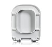 LIQONWAG Abattant Wc Rectangulaire, Carré Et Blanc, En Plastique, À Fermeture Douce, Avec Charnières À Dégagement Rapide, Fixation Par Le Haut, 43,5 X 34 Cm