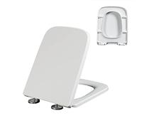LIQONWAG Abattant Wc Rond Avec Façade Carrée, Abattant Wc Carré À Fermeture Amortie Avec Couvercle, Plastique, Blanc (Largeur 355 Mm, Longueur 420-480 Mm)/04A