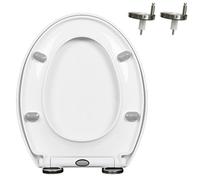 LIQONWAG Abattants Wc Ovales À Charnière Réglable, Fermeture En Douceur Et Démontage Rapide En Un Clic, Faciles À Installer Et À Nettoyer, Ne Se Desserrent Jamais, Forme En O, Housse de Siège Wc Blanc